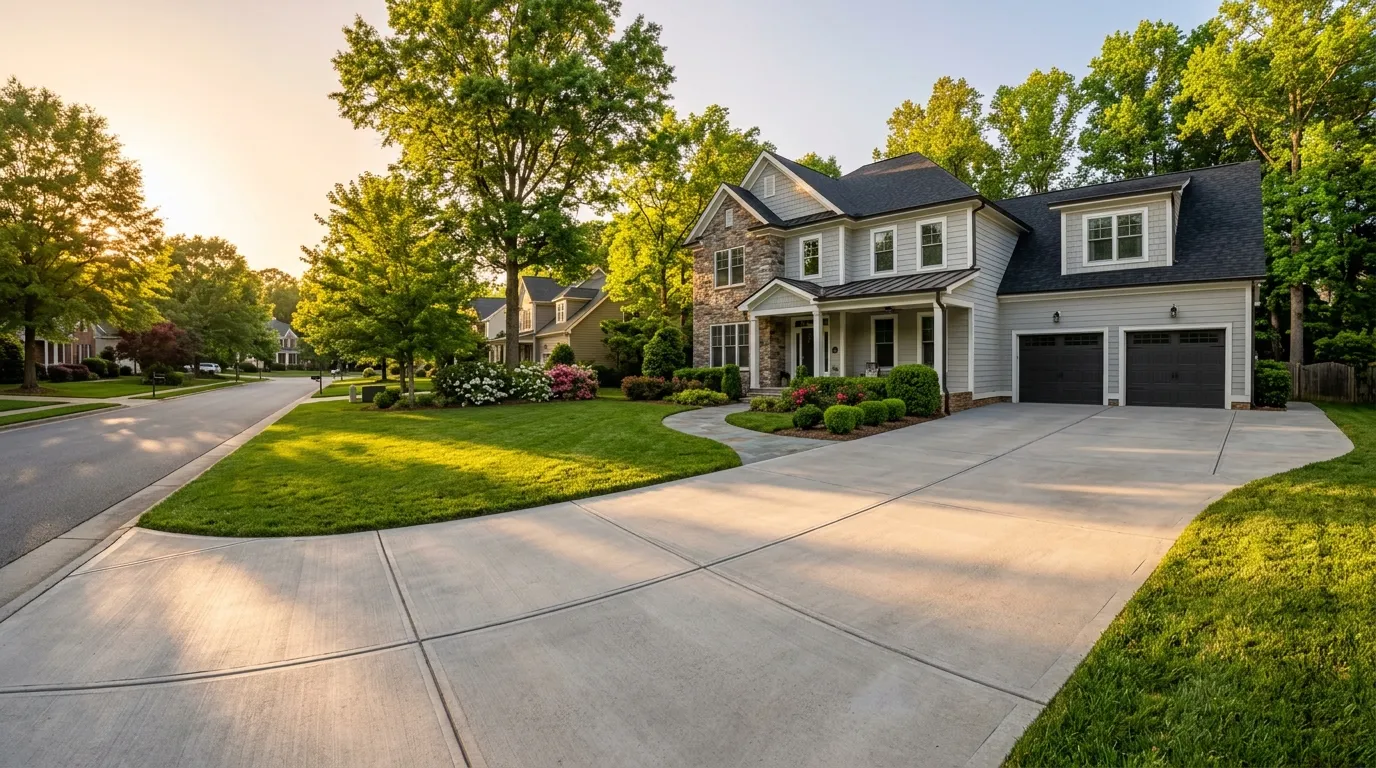 ALB Concrete Solutions Finished residential concrete driveway in Raleigh, NC