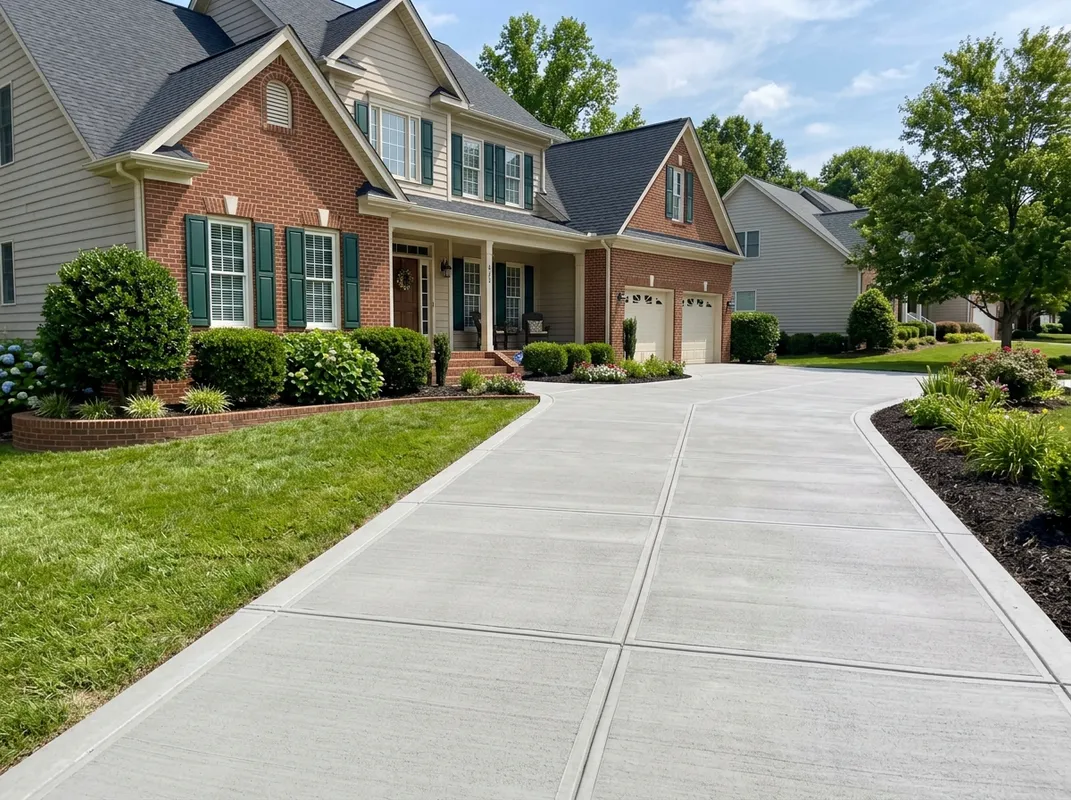 ALB Concrete Solutions Professionally finished residential concrete driveway in Raleigh, NC